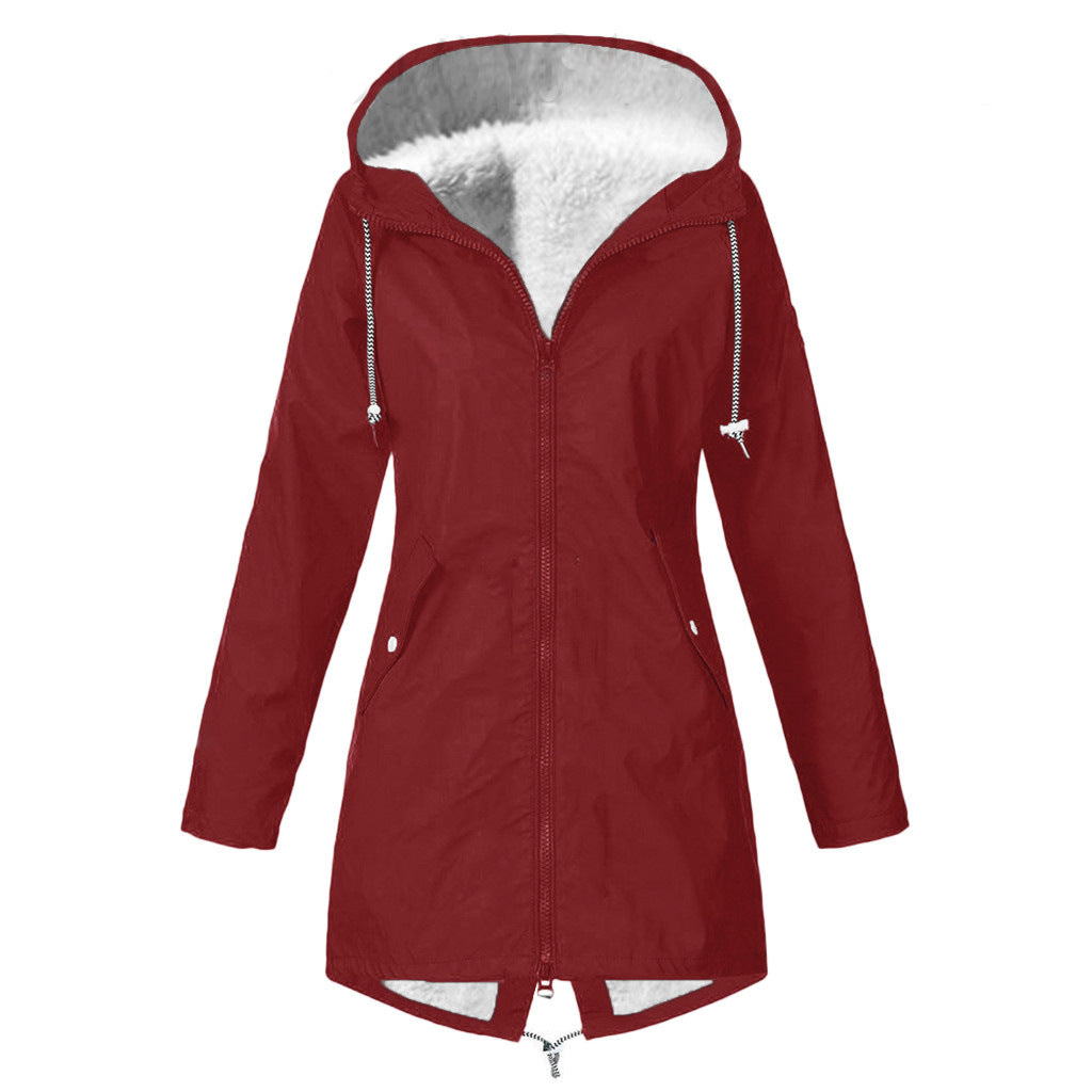 Women's Large Clothes Waterproof Windproof Fleece Padded Outdoor Coats