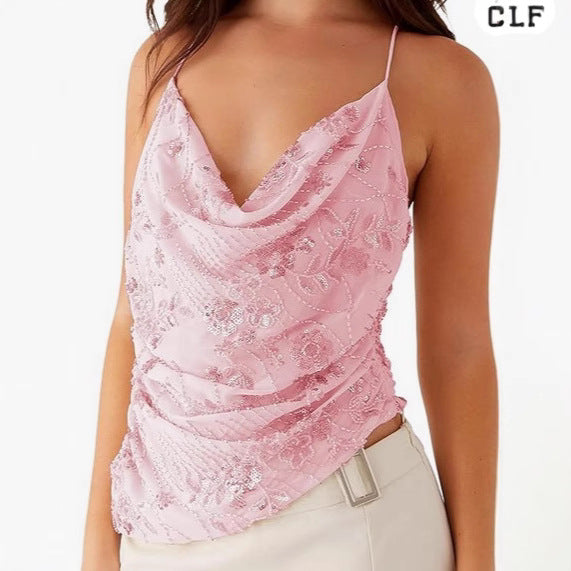 Women's Dopamine Sleeveless Color Bandeau Sling Summer Personality Tops