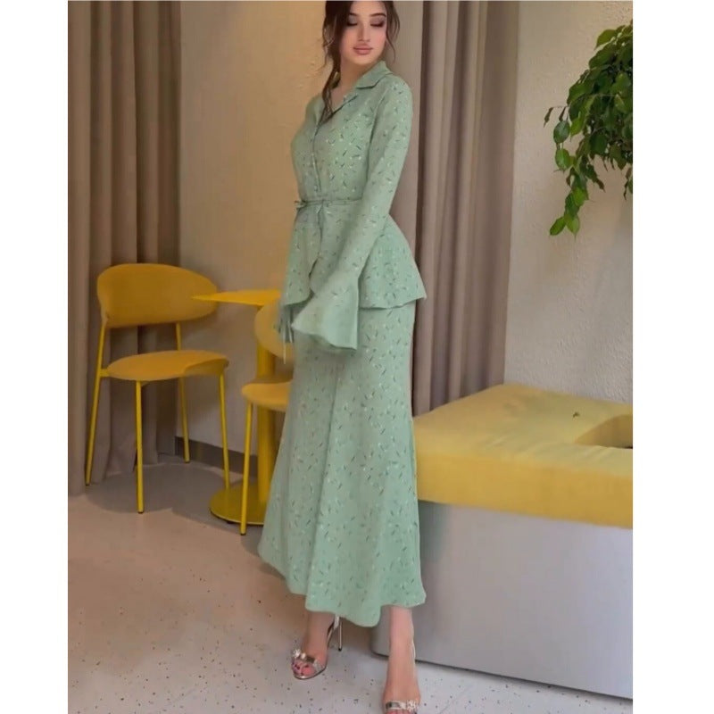 Women's Fashion Small Floral High Quality Waist Long Skirts