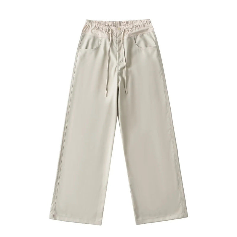 Women's Stitching Low Waist Loose Straight Trousers Pants