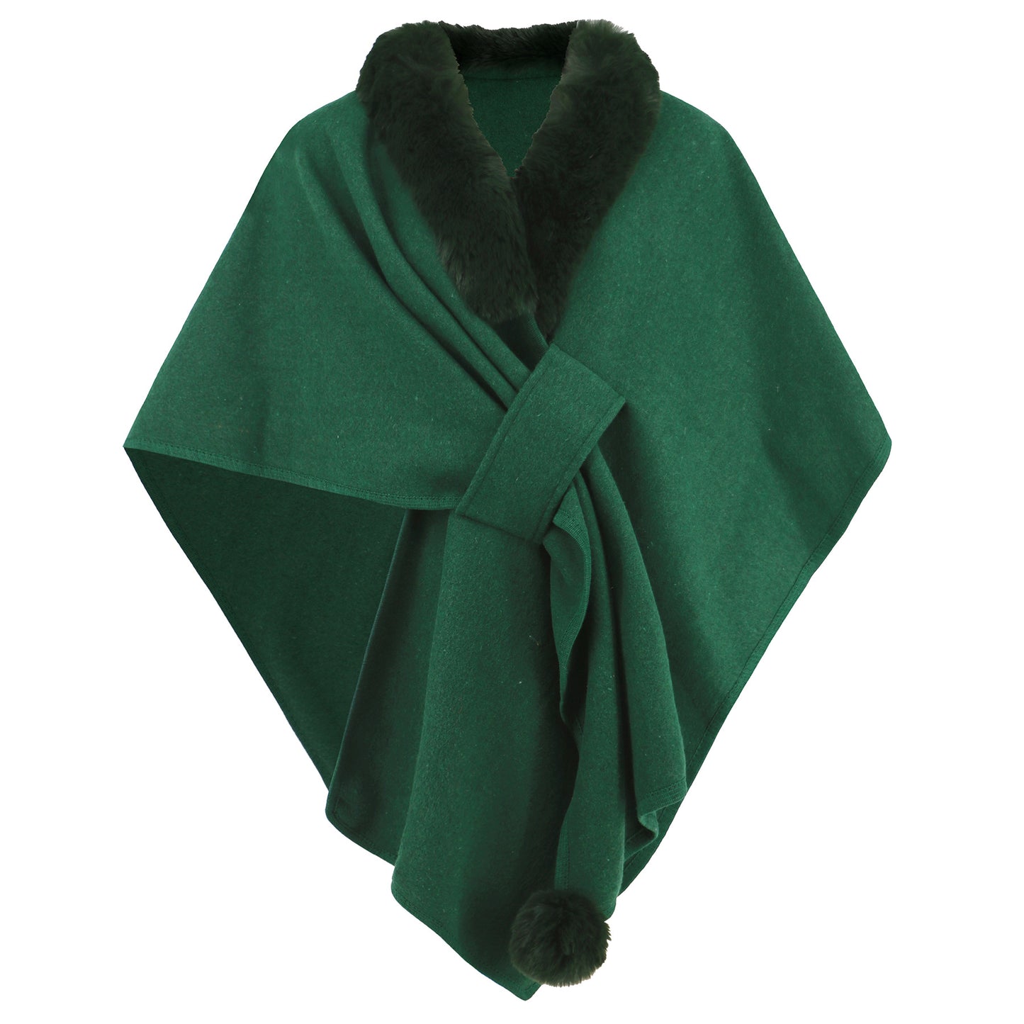 Women's Fur Collar Cape Shawl Female Loose Knitted Coats