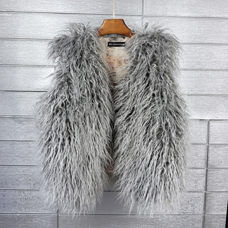 Women's Sheep Fur Environmental Protection Artificial Wool Coats