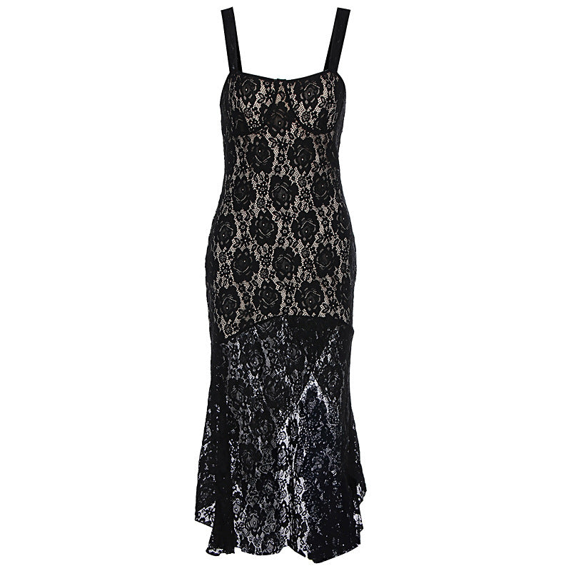 Women's Sexy Lace Sling Slim Fit Slit Dresses