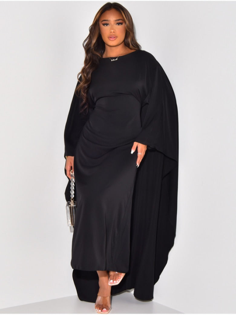 Women's Fashion Temperament Special Loose Round Neck Solid Color Dresses
