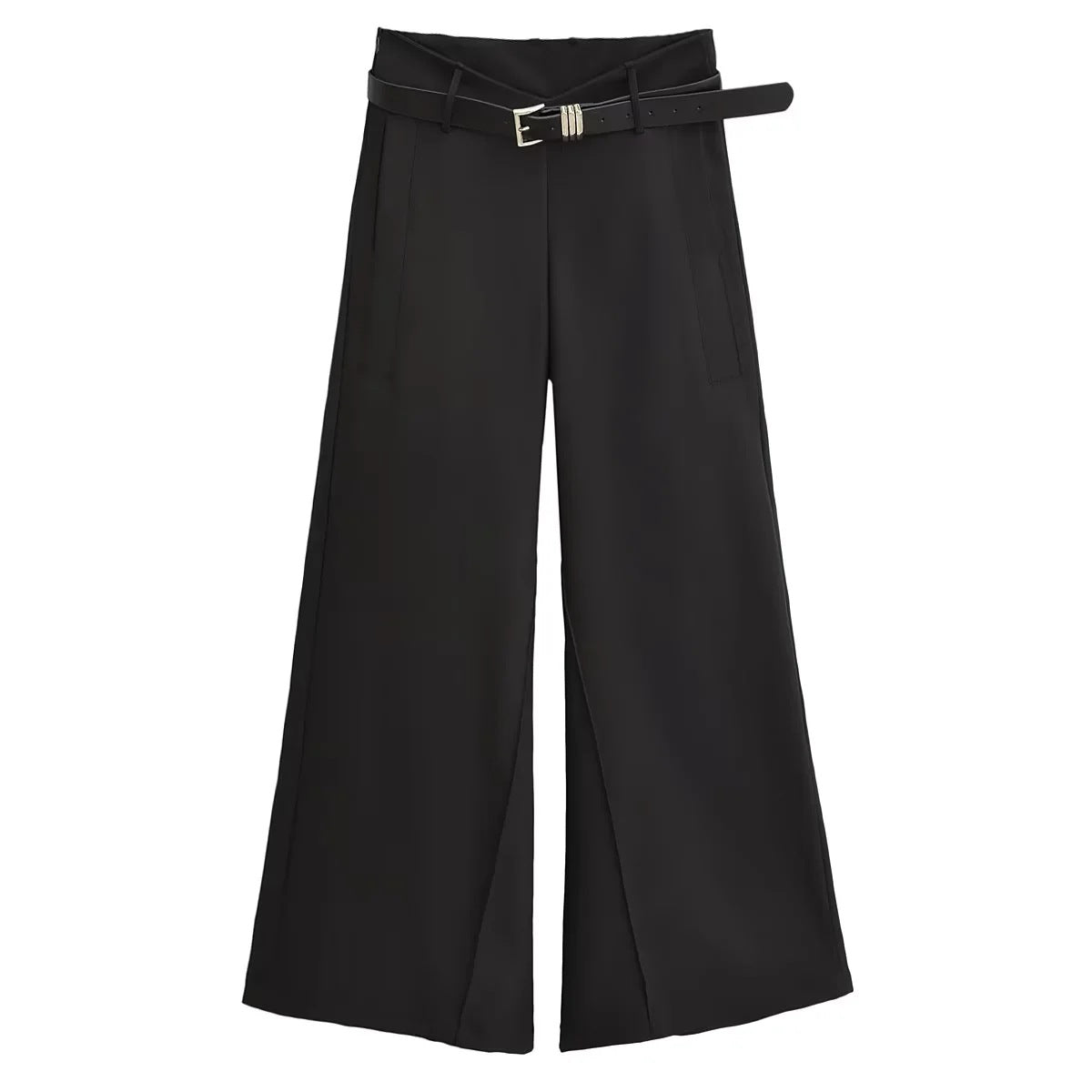 Women's Black V-shaped Low Waist Casual Legs Of Trousers Pants