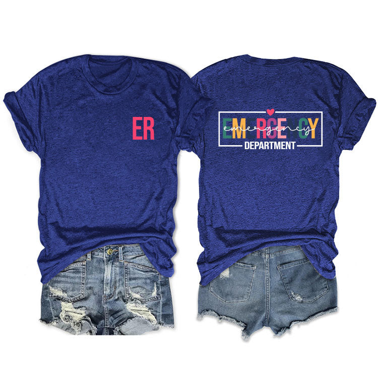 Double-sided Printed Short-sleeved Lettered Casual T-shirt Blouses