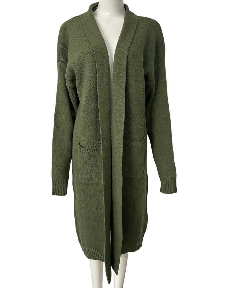 Trendy Knitted Loose Long Large Pocket Knitwear