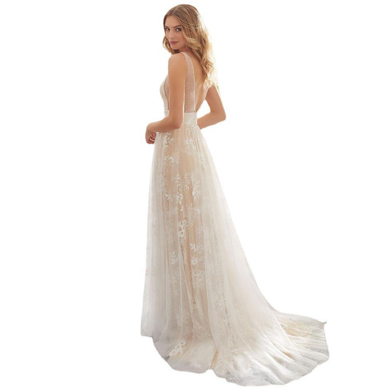 Slouchy Dress Sexy Collar Sleeveless Lace Wedding Dresses