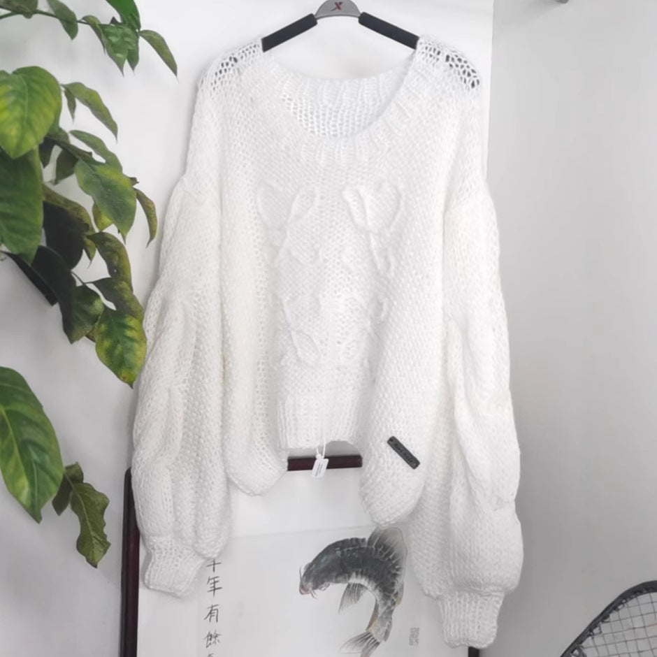 Women's Big Mohair Thick Needle Pure Hand-woven Sweaters