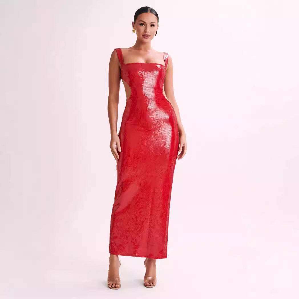 Women's Sequined Dress Sexy Backless Slim Fit Dresses