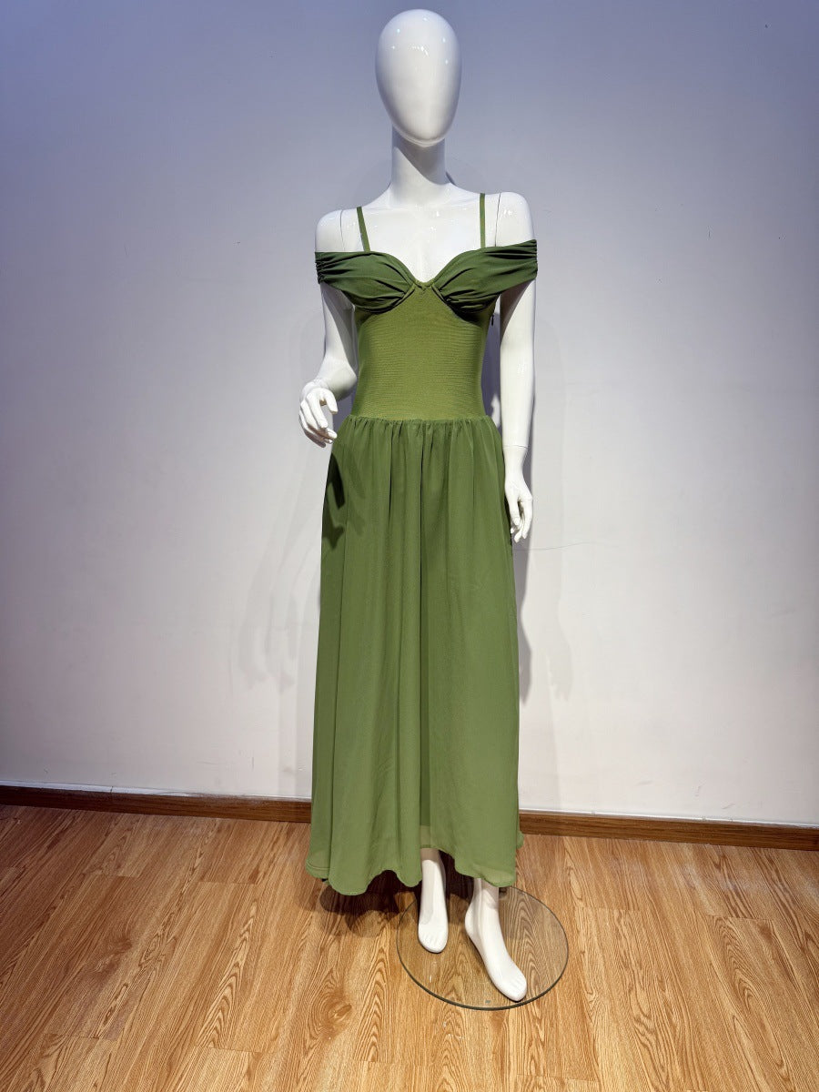 Minority Elegant Slimming Square Collar Pleated Dresses