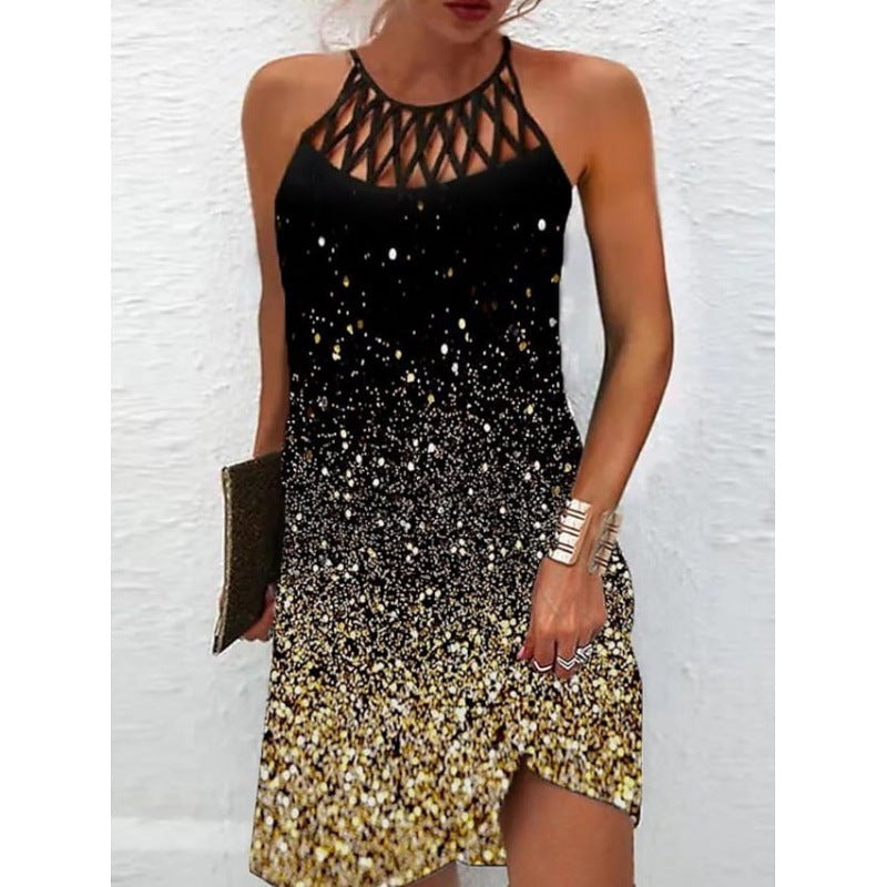 Women's Summer Round Neck Collar Sleeveless Halter Dresses