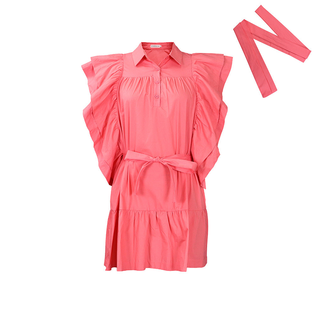 Women's Fashion Wear Lapel Flying Sleeves A- Plus Size
