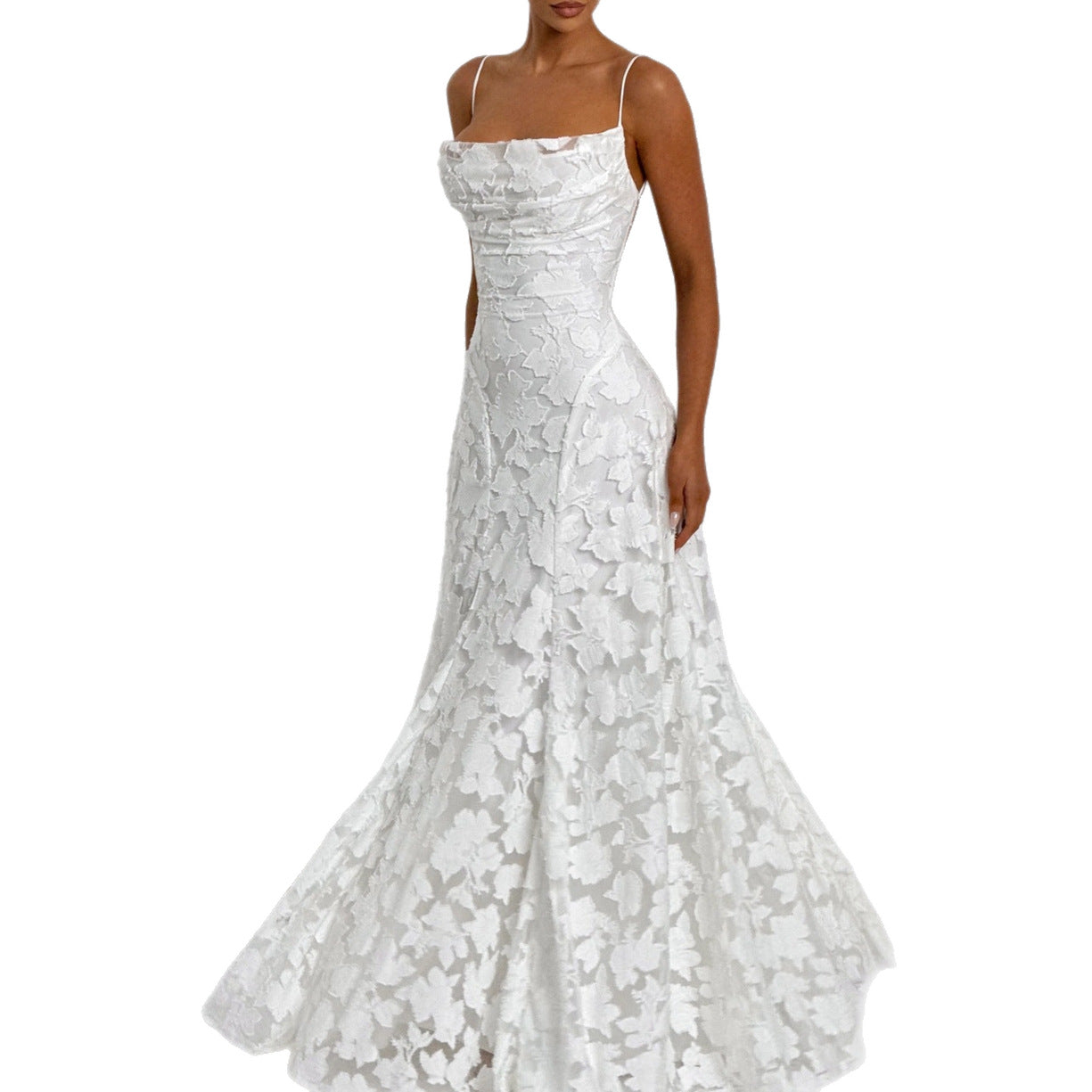 Women's Jacquard Sexy Slim Strap Dress Backless Dresses