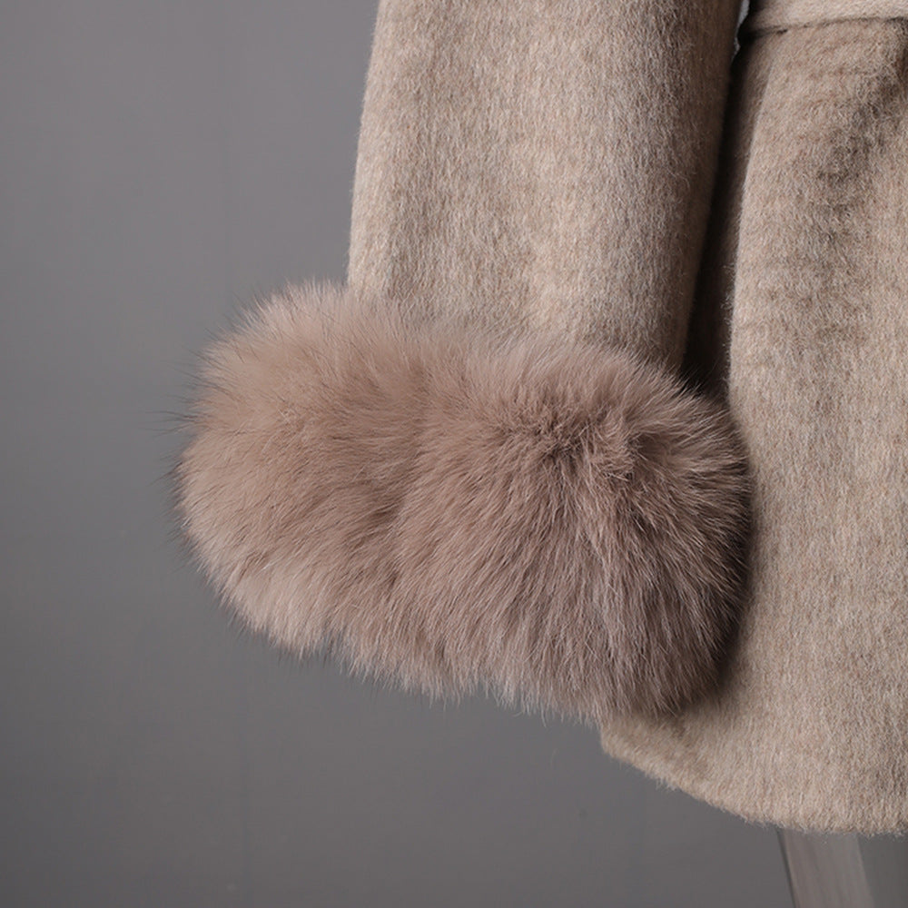 Women's Fox Fur Double-sided Wool Overcoat Winter Coats