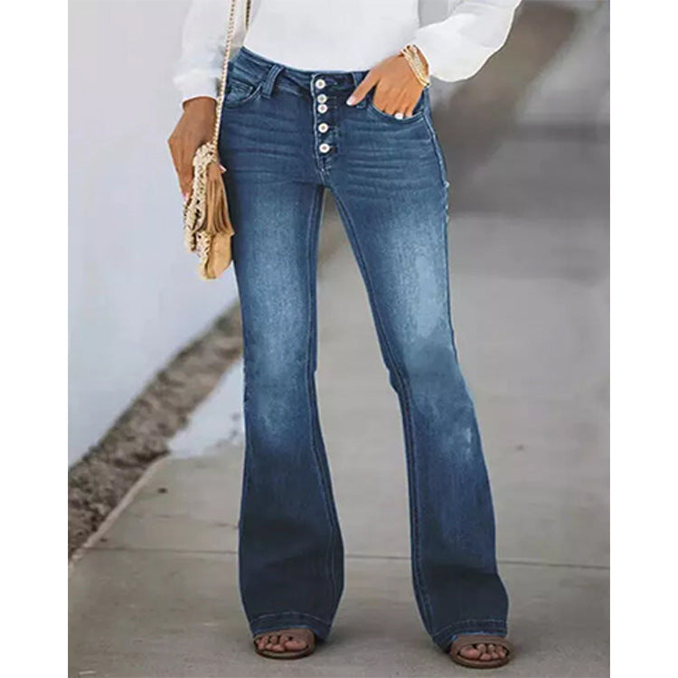 Women's Durable Retro High Waist Washed Jeans