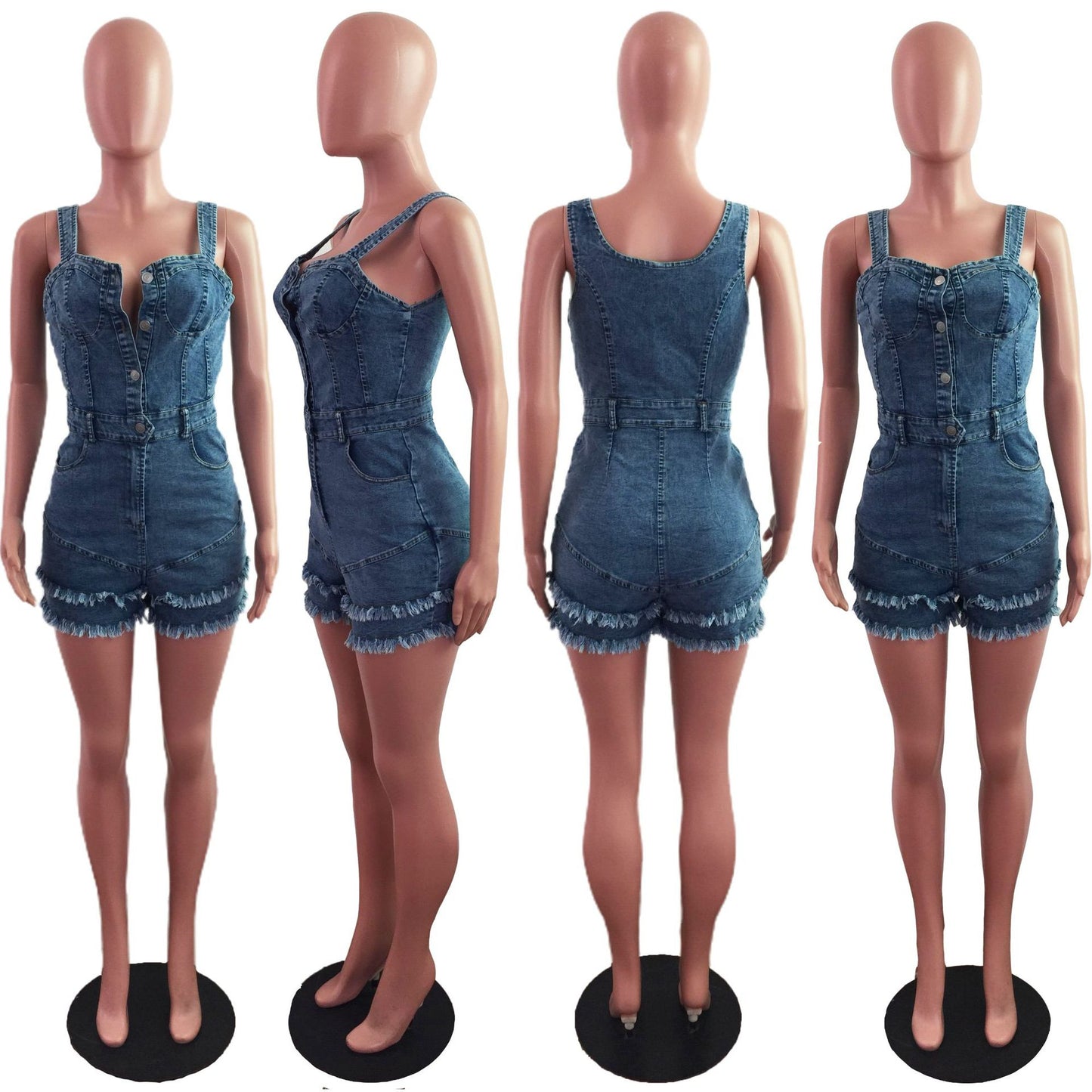 Women's Fashion Denim Wear Slim Fit Burrs Jeans