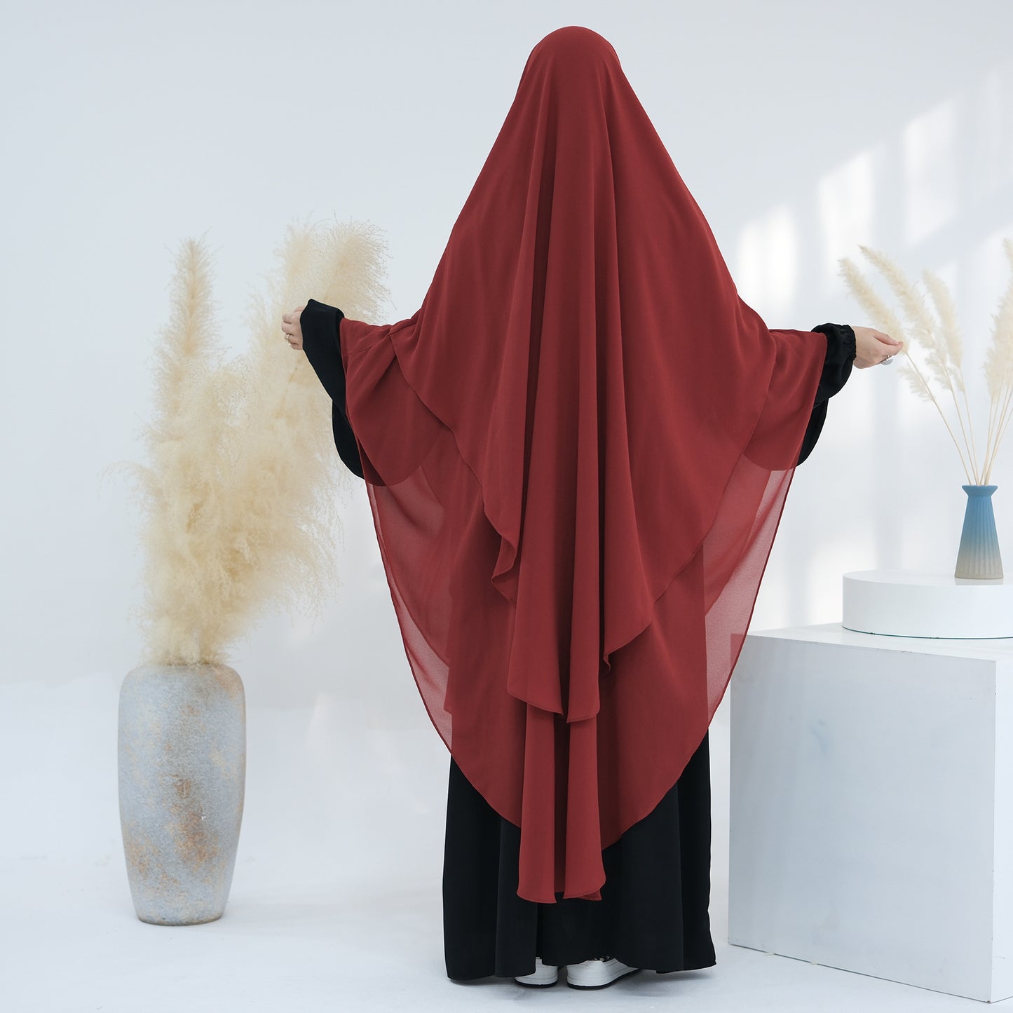 Solid Color Front Rear Chiffon Large Swing Dresses