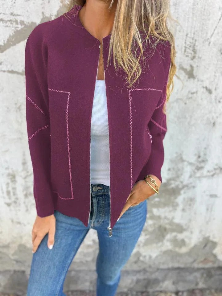 Durable Graceful Fashion Zipper Solid Color Jackets