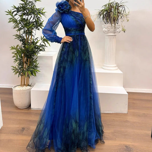 Oblique Shoulder Mesh Casual Loose Party Dresses