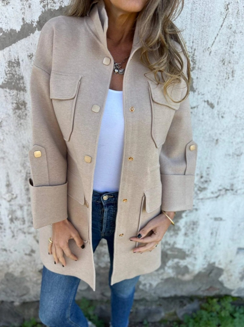 Women's Autumn Fashion Stand Collar Sleeve Reversible Jackets