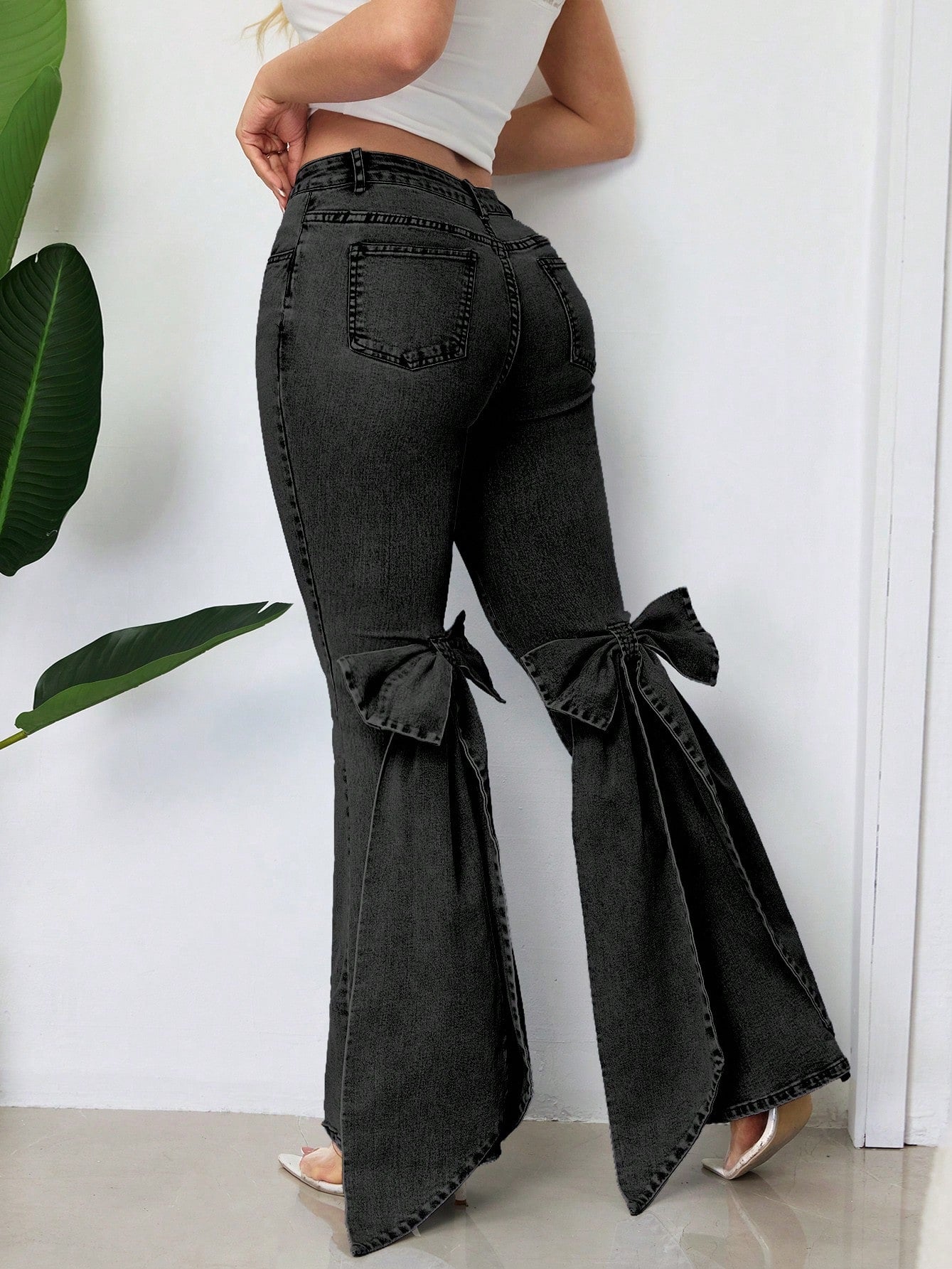 Retro Three-dimensional Bow Mop Horn Denim Jeans