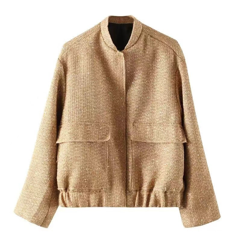 Women's Street Fashion Personalized Golden Beads Decoration Jackets