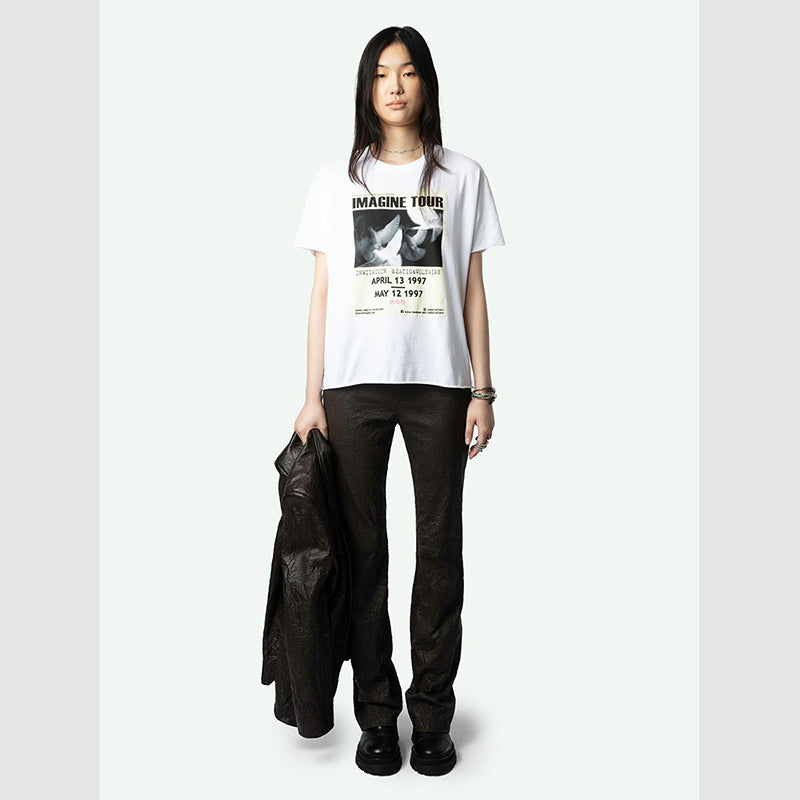 Women's Slit Hemline At Hem Round Collar Blouses