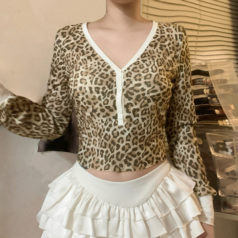Women's Raglan Sleeve Printed T-shirt Crop Bottoming Round Blouses