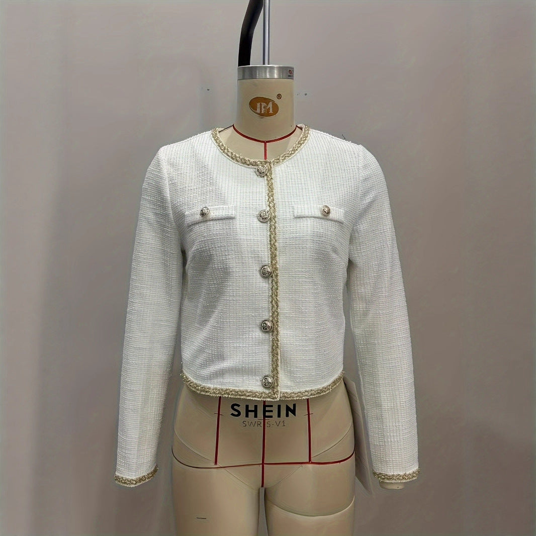 Women's Elegant Knitted Fashion Round Neck Lace Coats