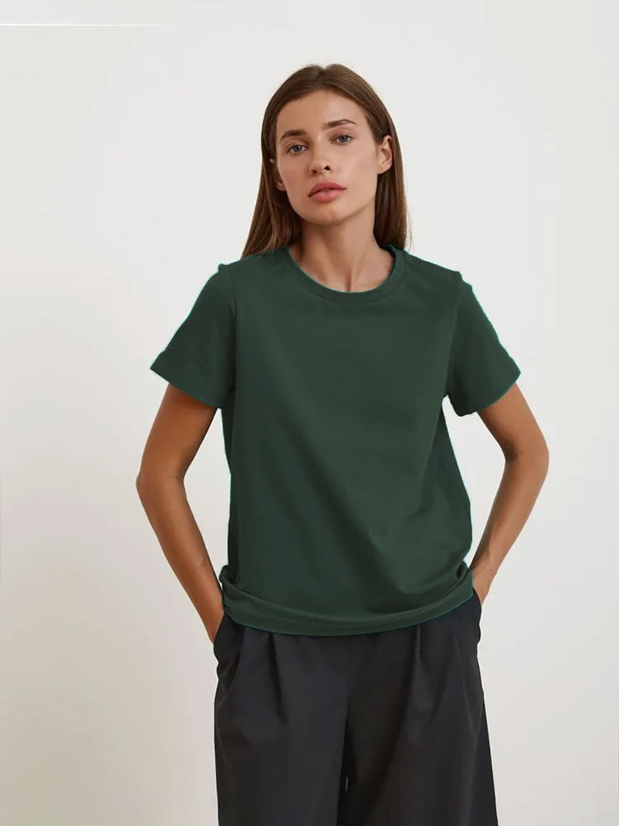 Women's Cotton Short-sleeved T-shirt Summer Fashion Home Versatile Round Neck Blouses