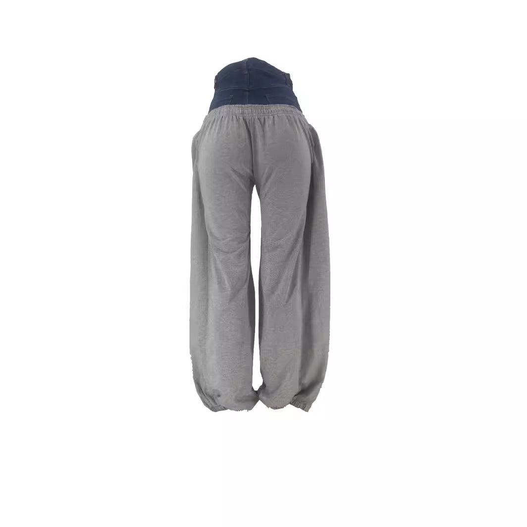 Women's Popular Denim Knitted Stitching Long Pants