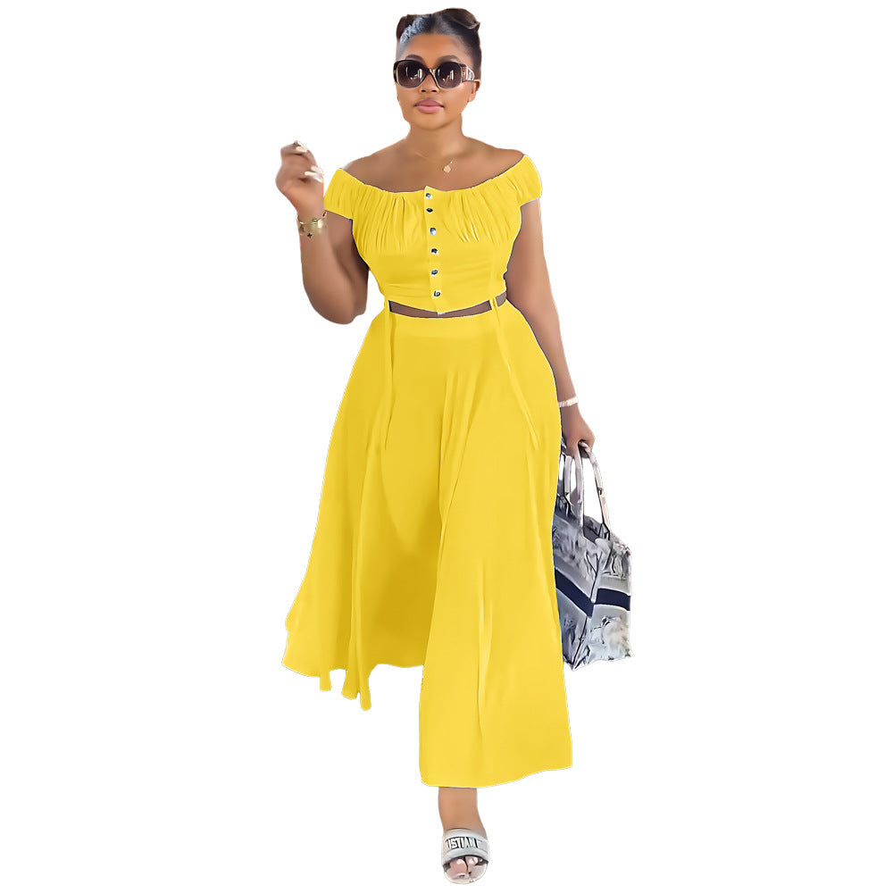 Line Draping Effect Long Fashion Two-piece Suits