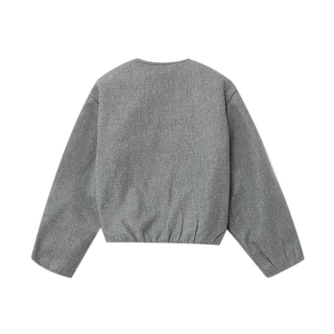 Simple Round Neck Summer Loose Zipper Jackets