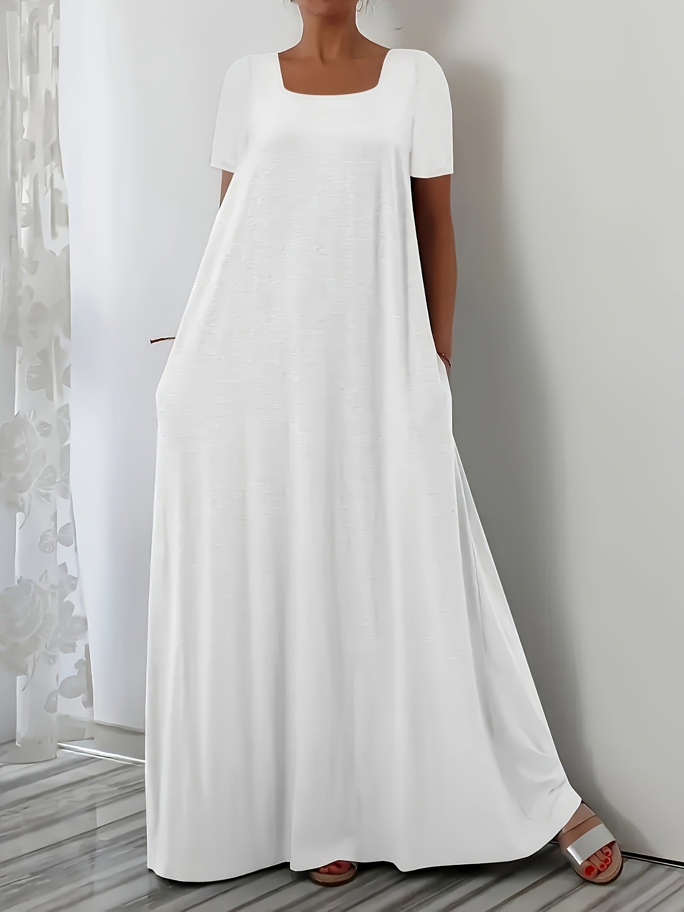 Dress Casual Loose Sleeves Solid Color Dresses