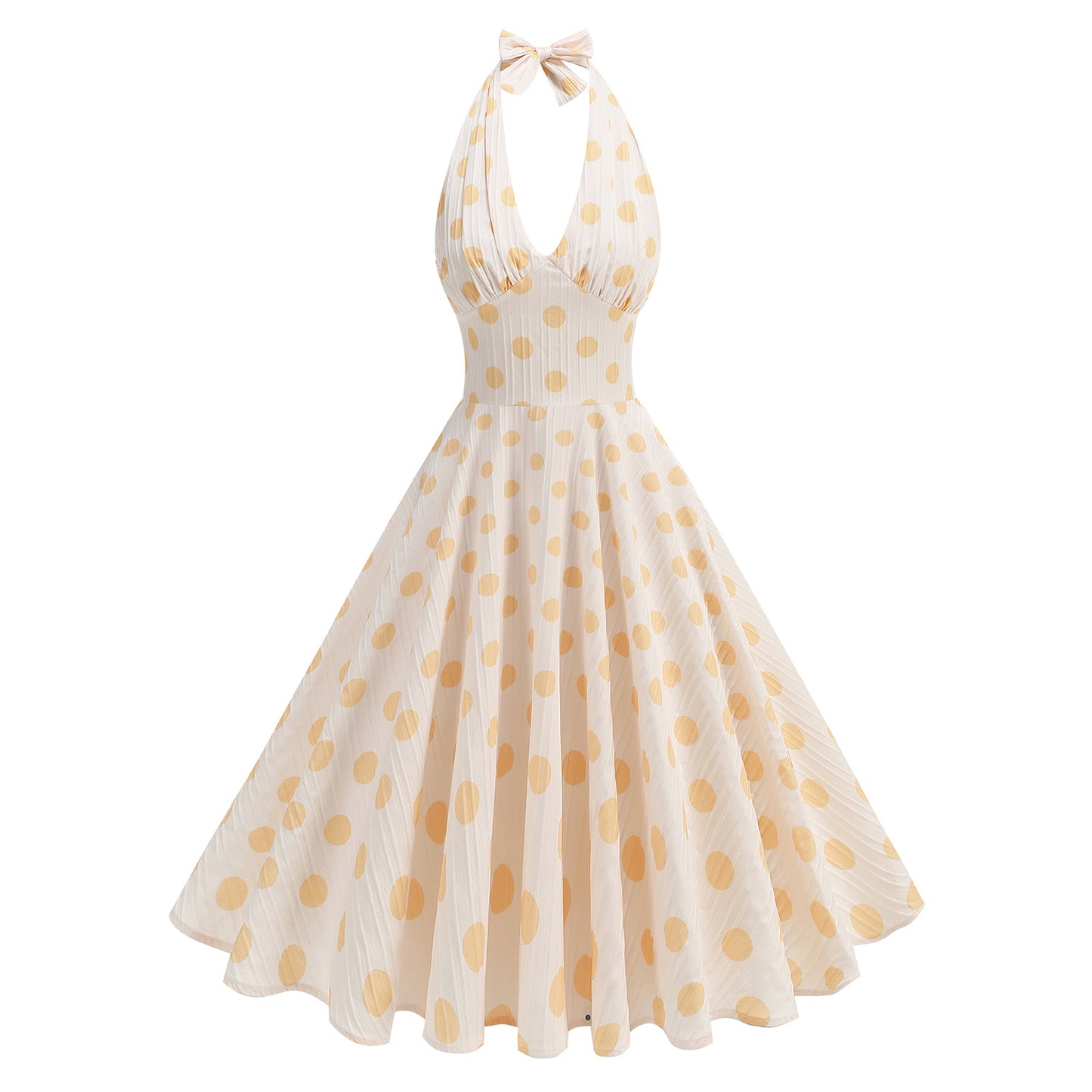 Women's Retro Hepburn Style High Waist Polka-dot Dresses