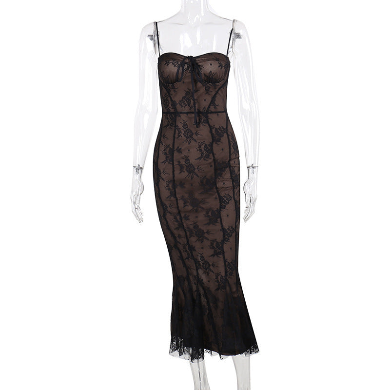 Wind Lace Strap Fishtail Summer Graceful Fashionable Art Dresses
