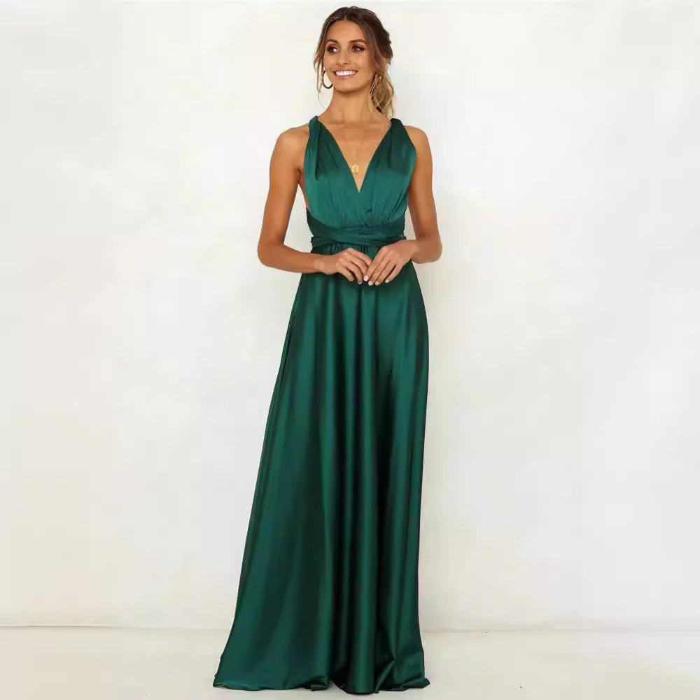 Women's Sleeveless Sexy Backless High Waist Large Swing Dresses