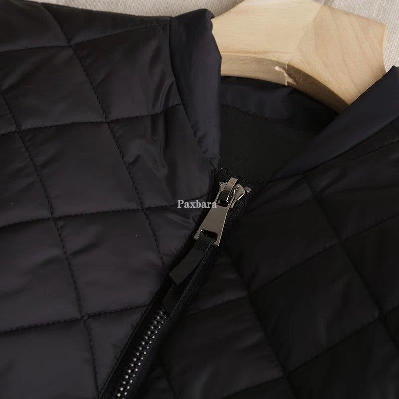 Women's Temperament Commute Stand Collar Zipper Plaid Coats