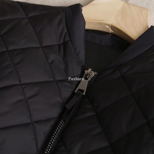 Women's Temperament Commute Stand Collar Zipper Plaid Coats