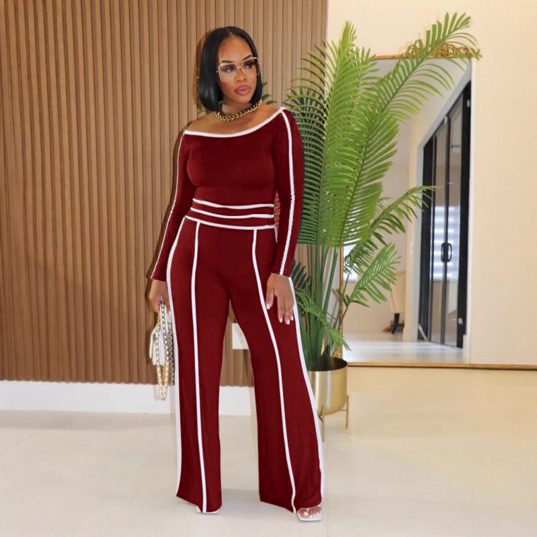 Collar Elastic Stitching High Waist Wide Blouses
