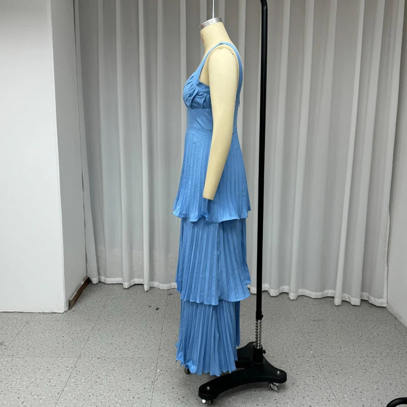 Women's Summer Solid Color High Waist Temperament Dresses