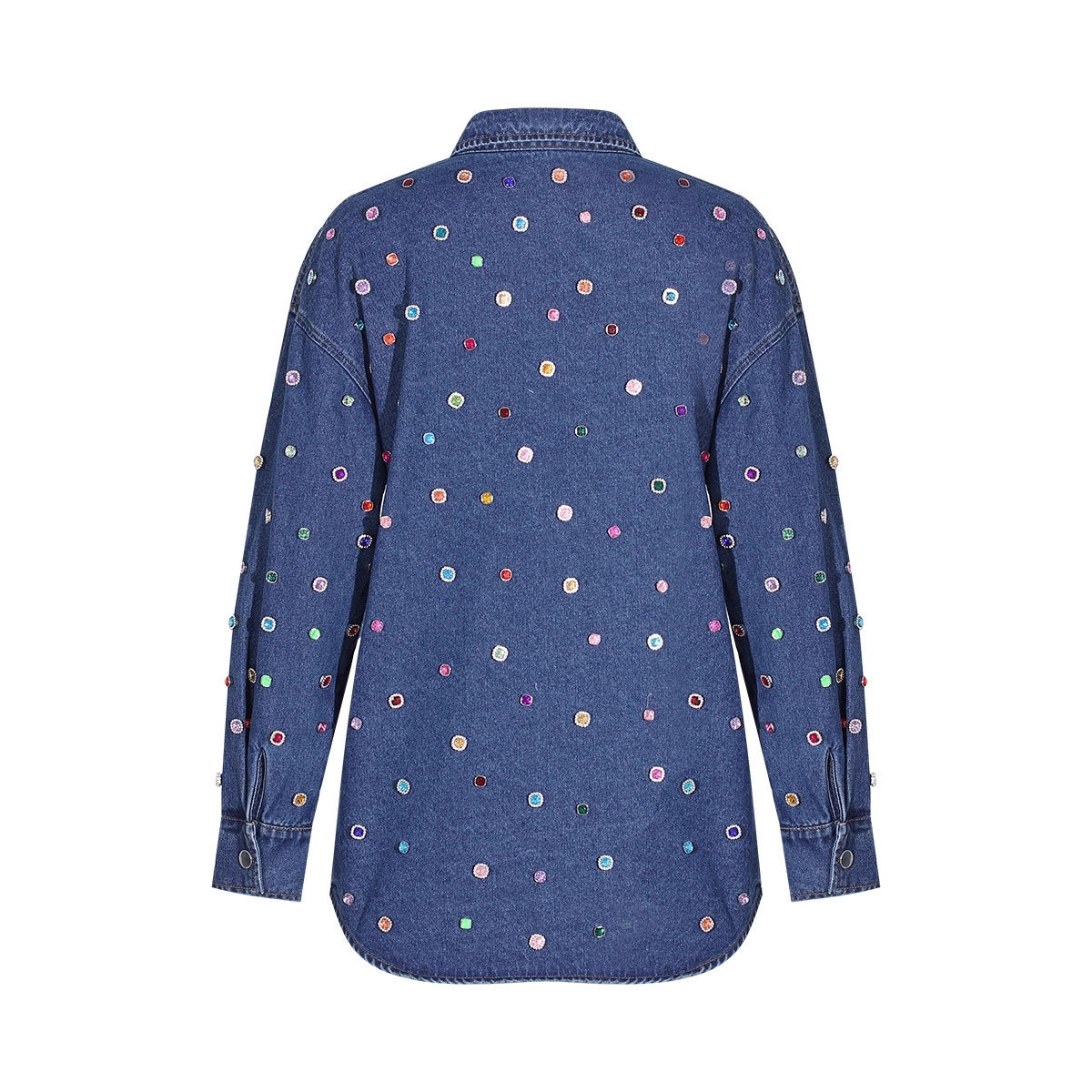 Women's Personalized Denim Two-piece Beaded Trousers Loose Jackets