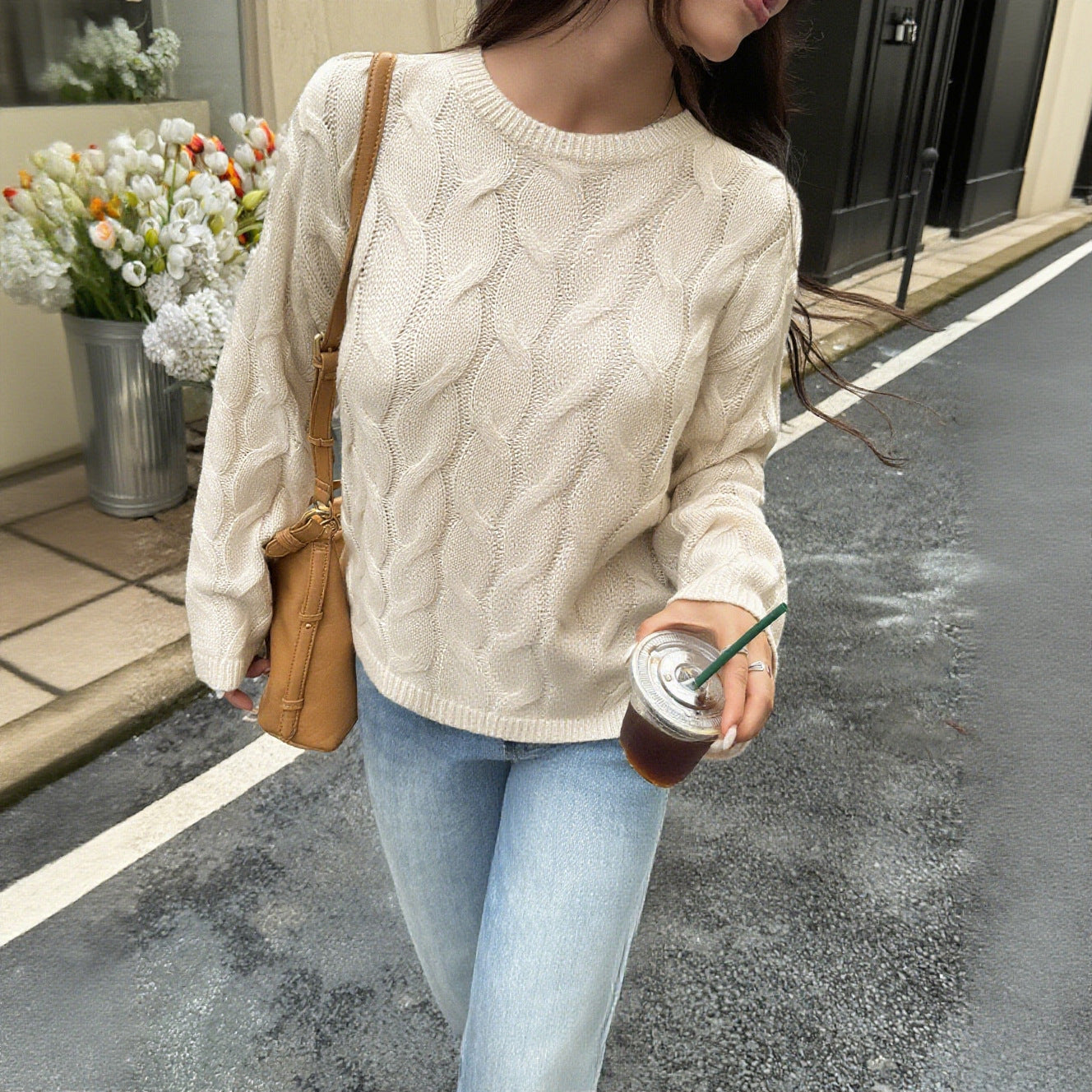 Women's Casual Minimalist Long Sleeve Solid Color Sweaters