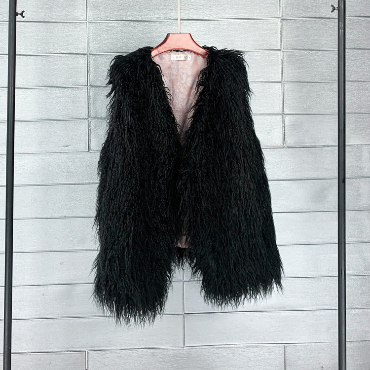 Women's Winter Mid-length Imitated Tibet Sheep Fur Coats