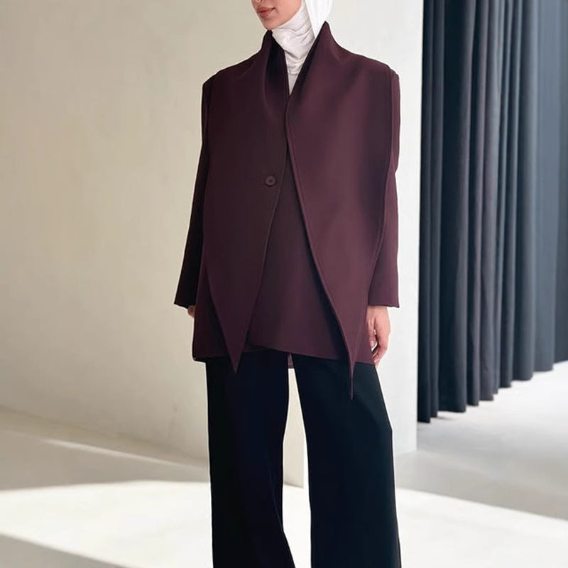 Women's High-grade Profile Shawl Ribbon One Button Blazers