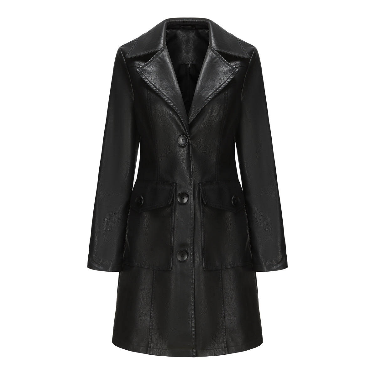 Long Leather Sleeve Wind Fashion British Female Lapel Jackets