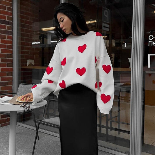 Long Sleeve Loose Leisure Pullover Love Sweaters