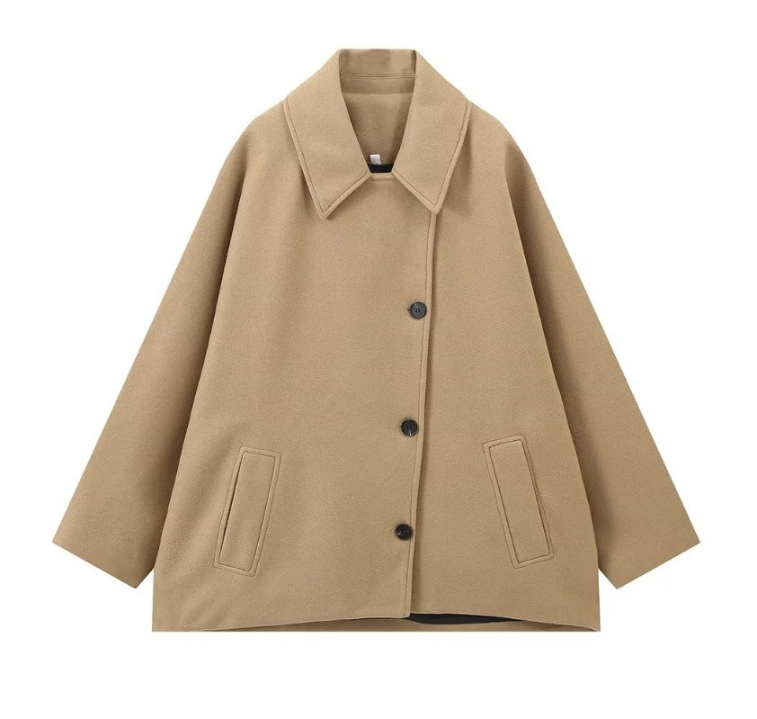 Women's New Single-breasted Lapel Loose Wool Jackets