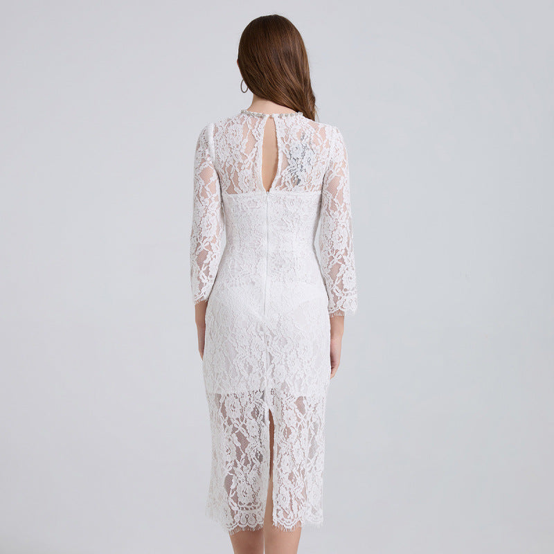 Women's Retro High-grade Elegant Eyelash Lace Dress Dresses